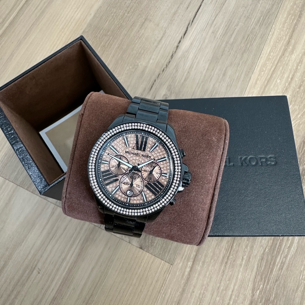 Michael Kors Black and Rose Gold Watch